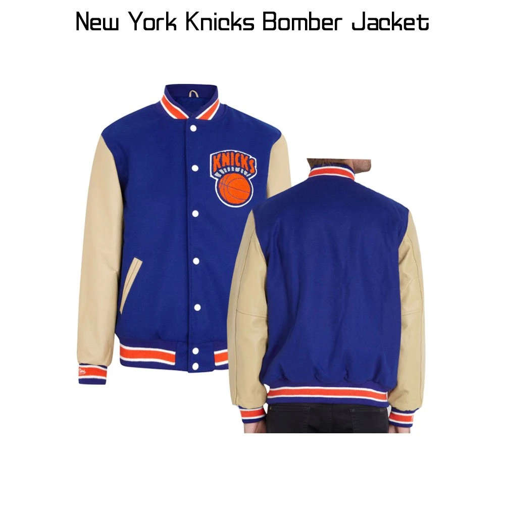 Men's New York Knicks Bomber Blue Jacket - Image 4