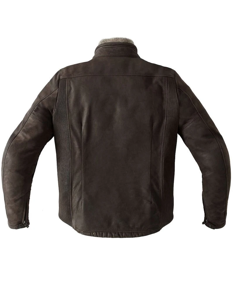 Men's Casual Brown Leather Jacket With Fur Collar - Image 2
