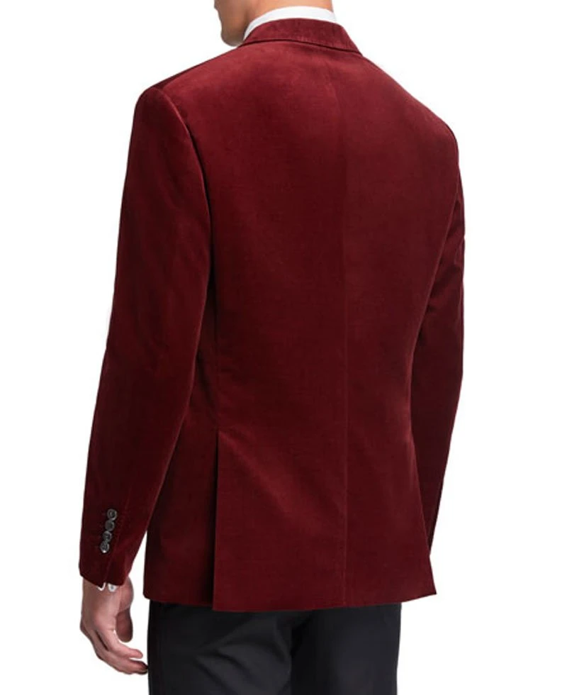 Men's Dinner Red Velvet Peak-Lapel Jacket - Image 2