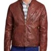 Joseph Gordon Levitt Don Jon Brown Distressed Leather Jacket