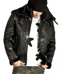 Men's Belted Fur Lined Double Face Jacket