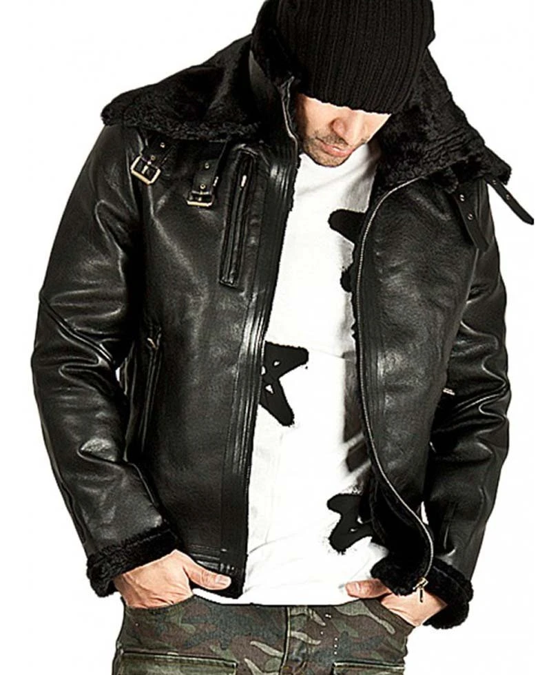 Men's Belted Fur Lined Double Face Jacket