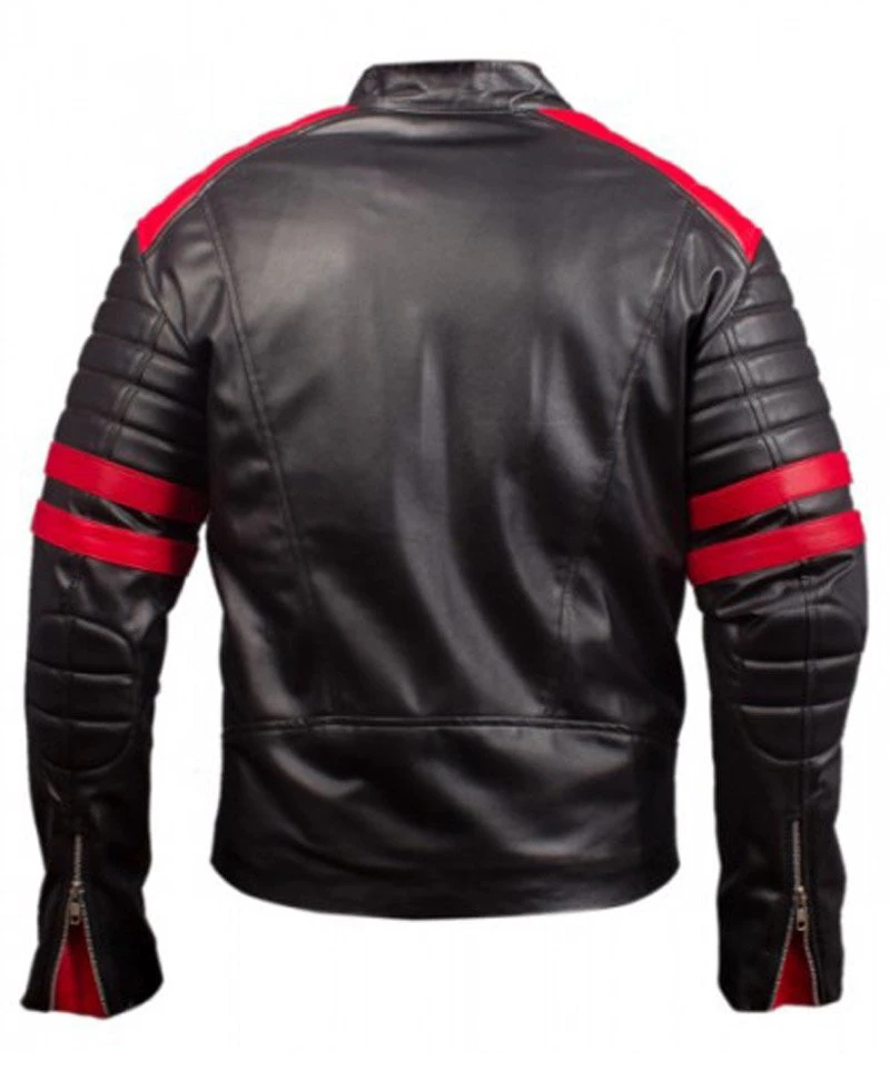 Fight Club Movie Brad Pitt Motorcycle Leather Jacket - Image 4