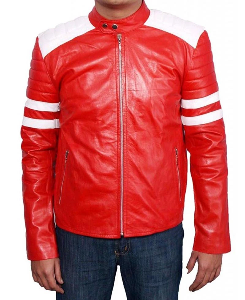 Fight Club Movie Brad Pitt Motorcycle Leather Jacket - Image 5