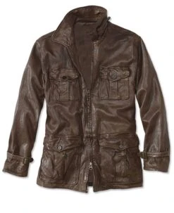 Men's Flap Pockets Motorcycle Fulton Brown Leather Jacket