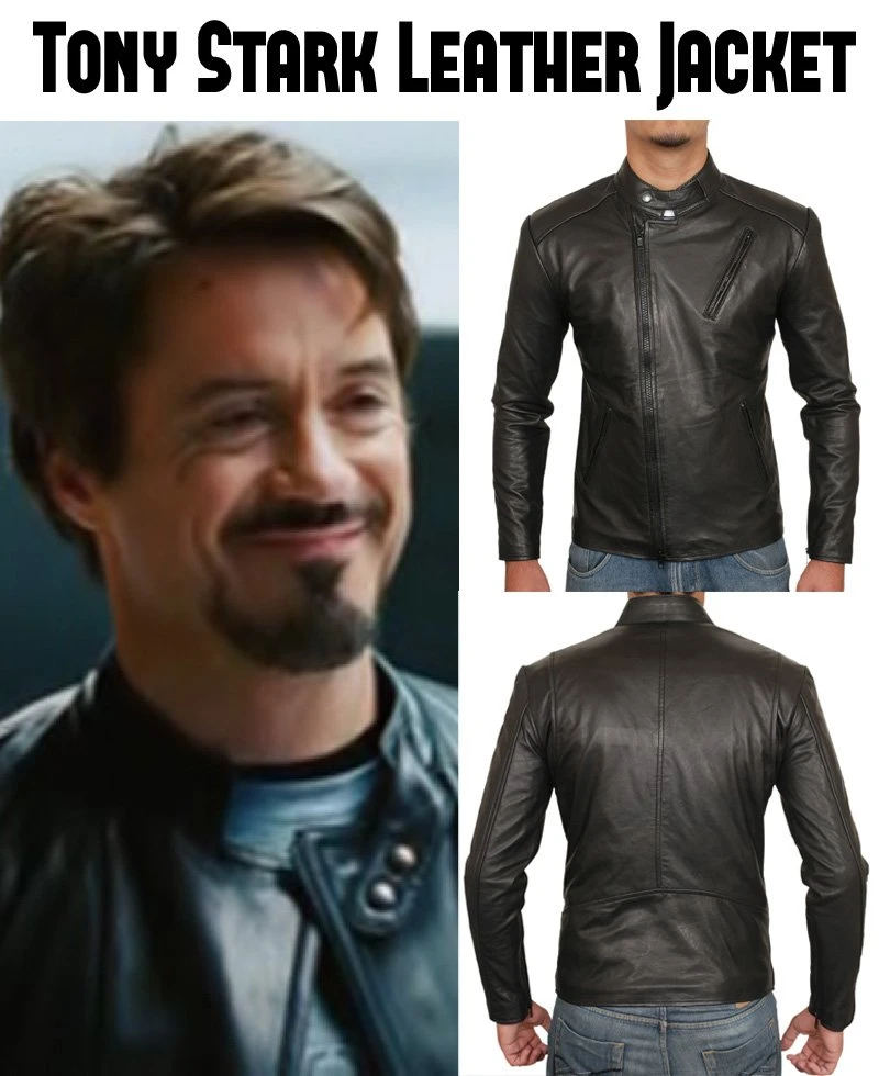Tony Stark Black Leather Jacket - Image 5