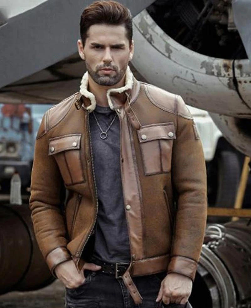 Men's Jason B3 Brown Shearling Jacket - Image 2