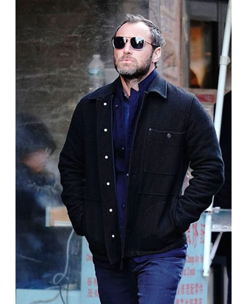 Jude Law The Rhythm Section Black Jacket