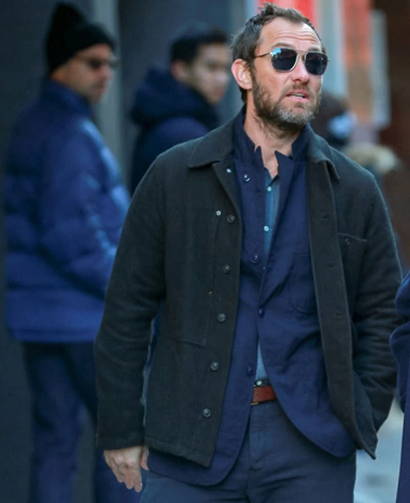 Jude Law The Rhythm Section Black Jacket - Image 2