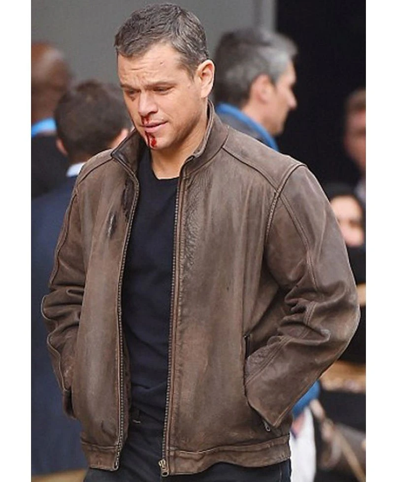 Matt Damon Jason Bourne Distressed Brown Leather Jacket - Image 8