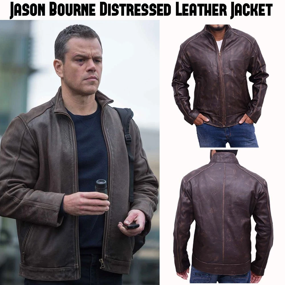 Matt Damon Jason Bourne Distressed Brown Leather Jacket - Image 3