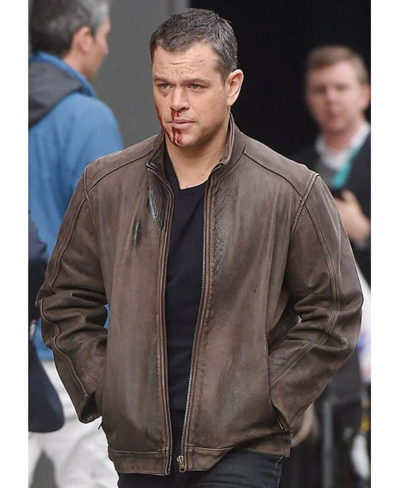 Matt Damon Jason Bourne Distressed Brown Leather Jacket - Image 5