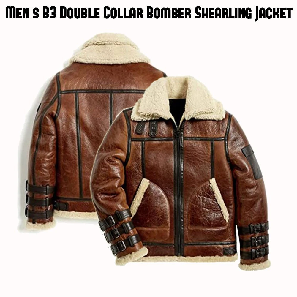 Men's B3 Aviator Shearling Brown Leather Jacket - Image 3