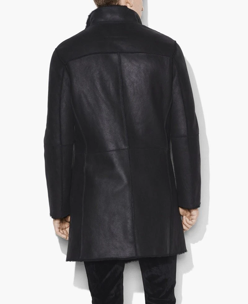 Men's Casual Wear Black Faux Shearling Coat - Image 2