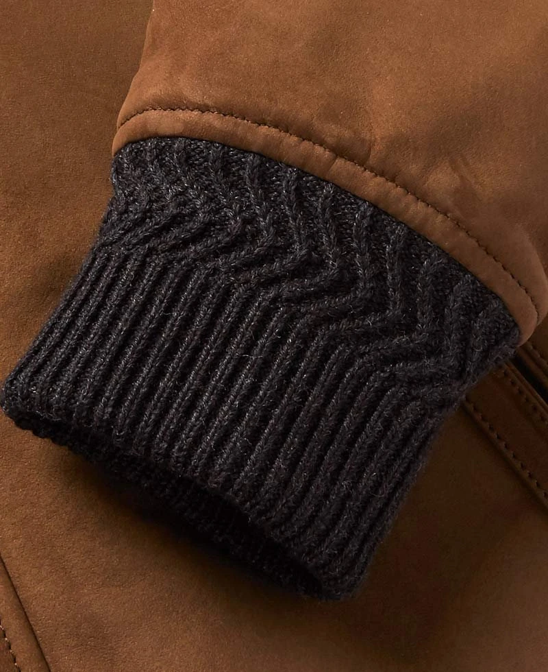 Men's Bomber Brown Suede Jacket With Fur Collar - Image 5