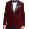 Men's Dinner Red Velvet Peak-Lapel Jacket