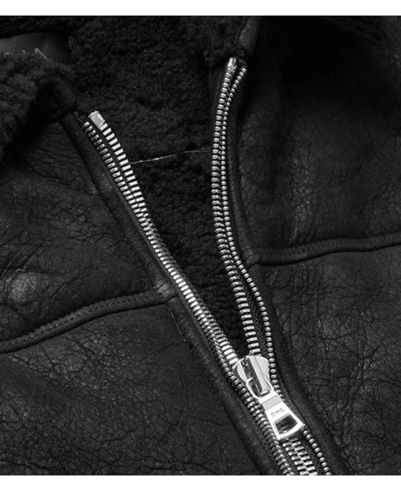 Men's Cow Black Leather Winter Shearling Jacket - Image 4
