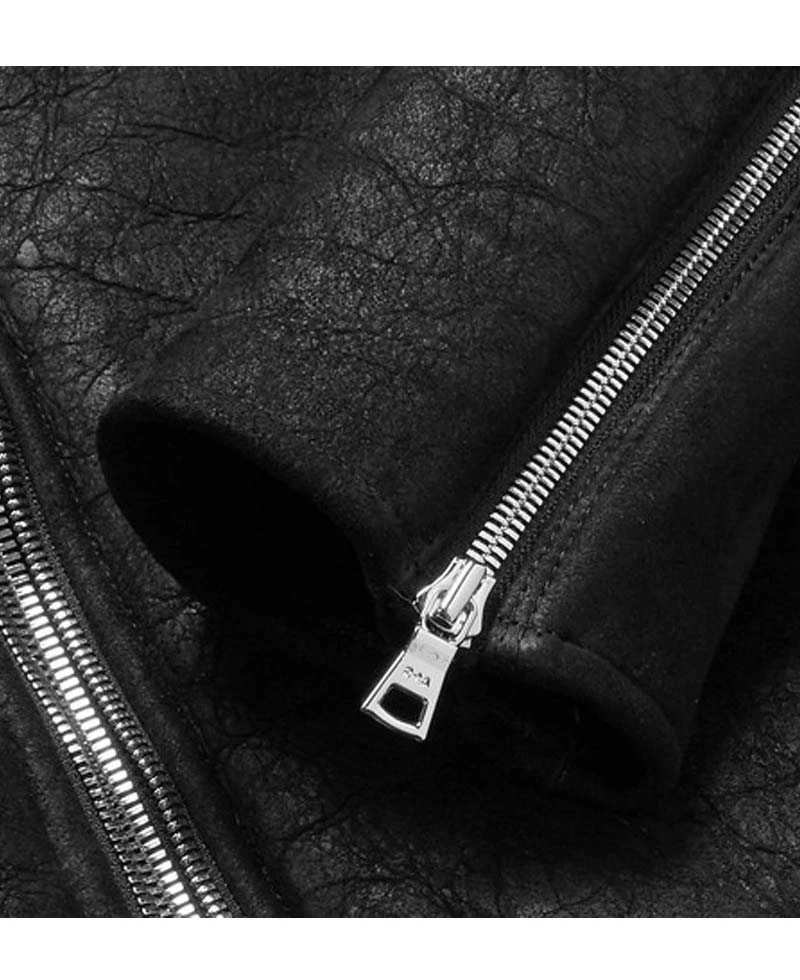 Men's Cow Black Leather Winter Shearling Jacket - Image 5