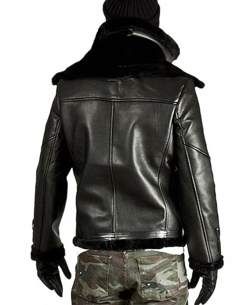 Men's Belted Fur Lined Double Face Jacket - Image 2