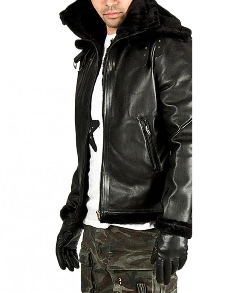 Men's Belted Fur Lined Double Face Jacket - Image 5