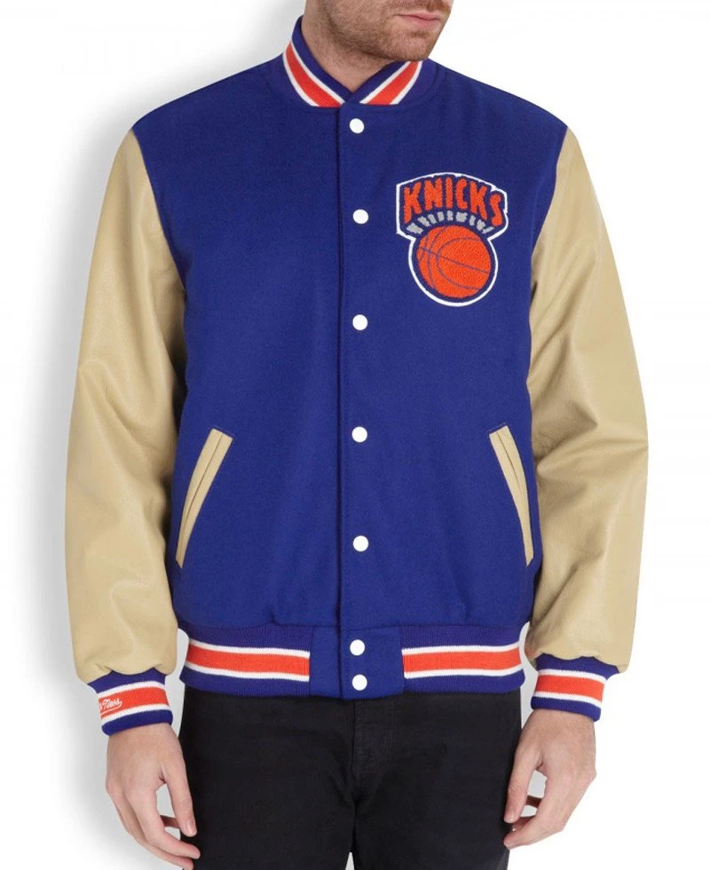 Men's New York Knicks Bomber Blue Jacket - Image 2
