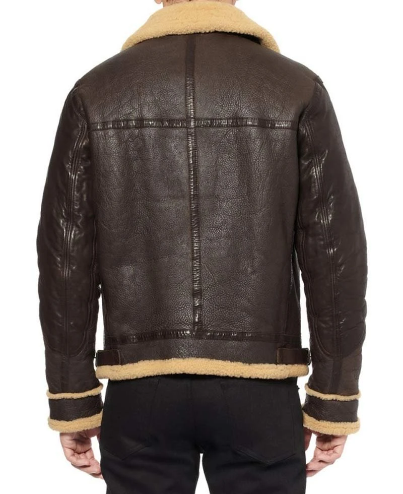 Men's B3 Bomber Shearling Brown Leather Jacket - Image 2