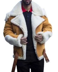 Men's WFJ03 Shearling Suede Leather Winter Jacket