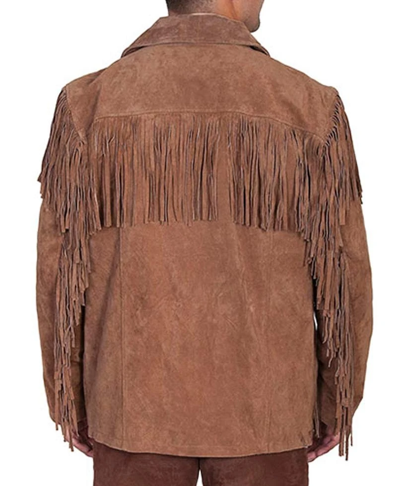 Men's Brown Suede Jacket With Fringe - Image 2