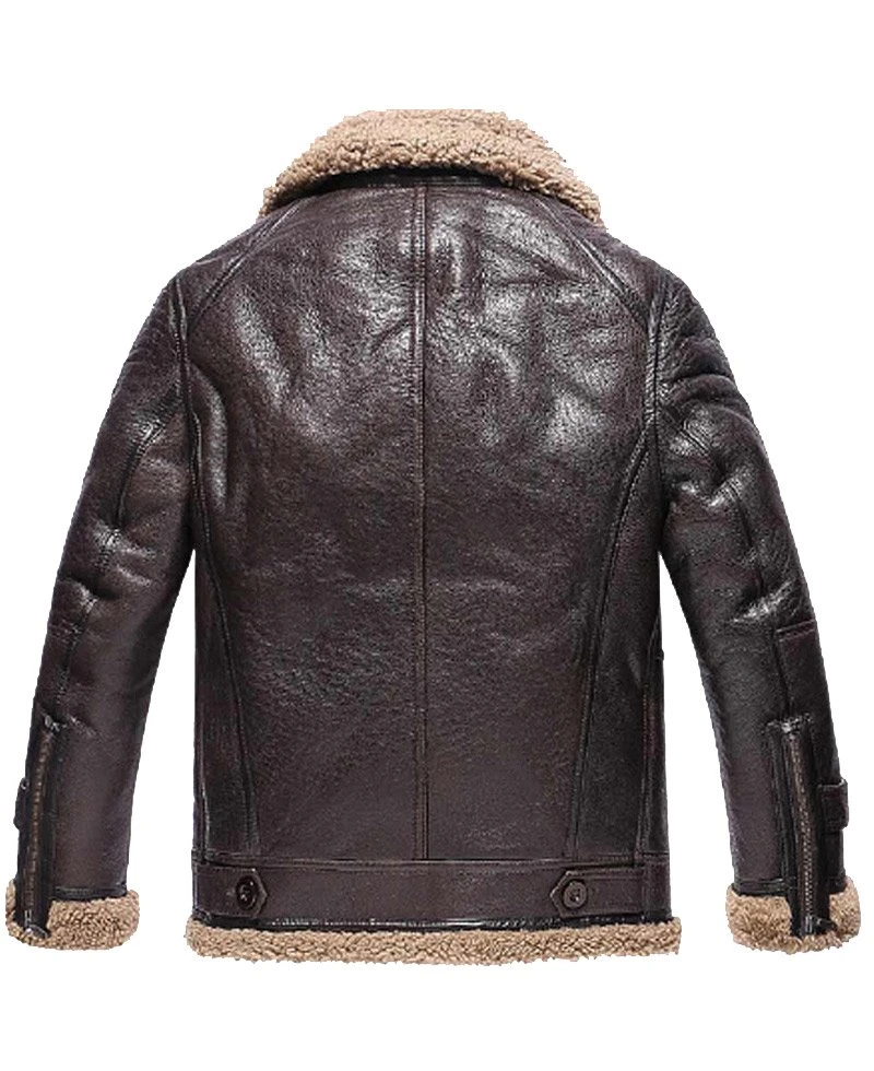 Men's Winter Shearling WFJ010 Dark Brown Leather Jacket - Image 3