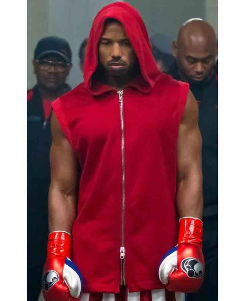 Michael B Jordan Creed II Red Vest Hoodie - Image 4