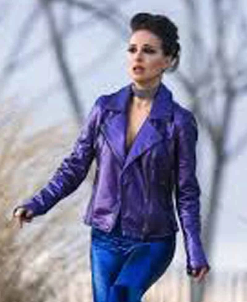 Natalie Portman Vox Lux Purple Leather Jacket - Image 4