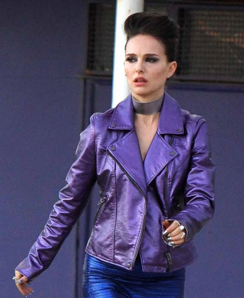 Natalie Portman Vox Lux Purple Leather Jacket