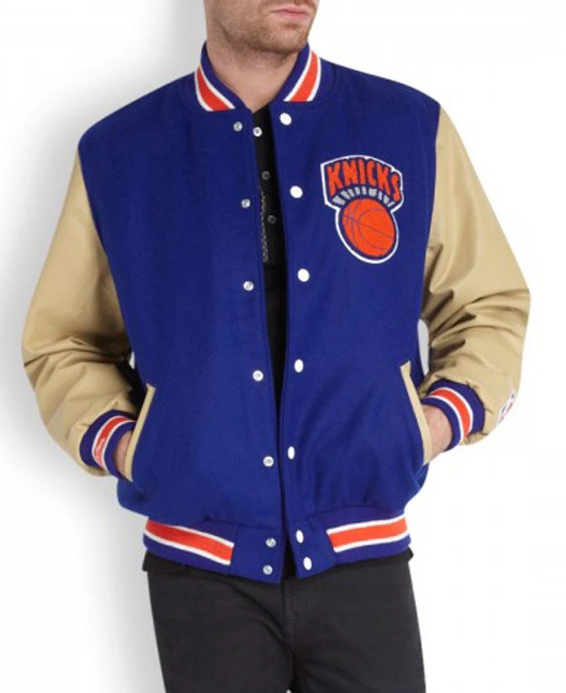 Men's New York Knicks Bomber Blue Jacket - Image 6