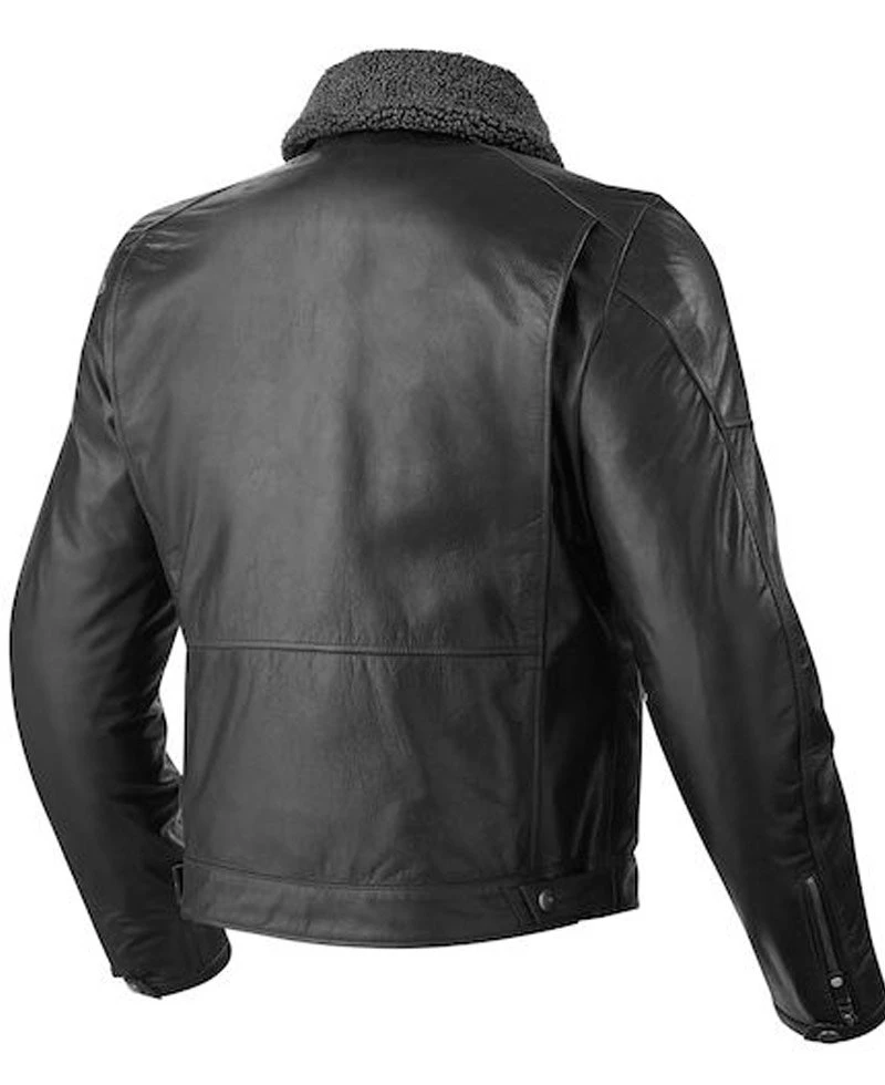 Men's Pilot Fur Black Leather Jacket - Image 2