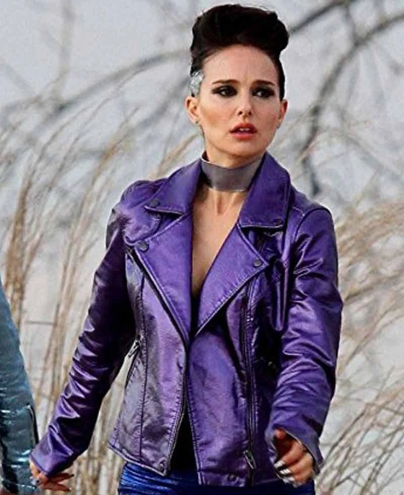 Natalie Portman Vox Lux Purple Leather Jacket - Image 2