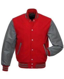 Men's Varsity Grey And Red Jacket