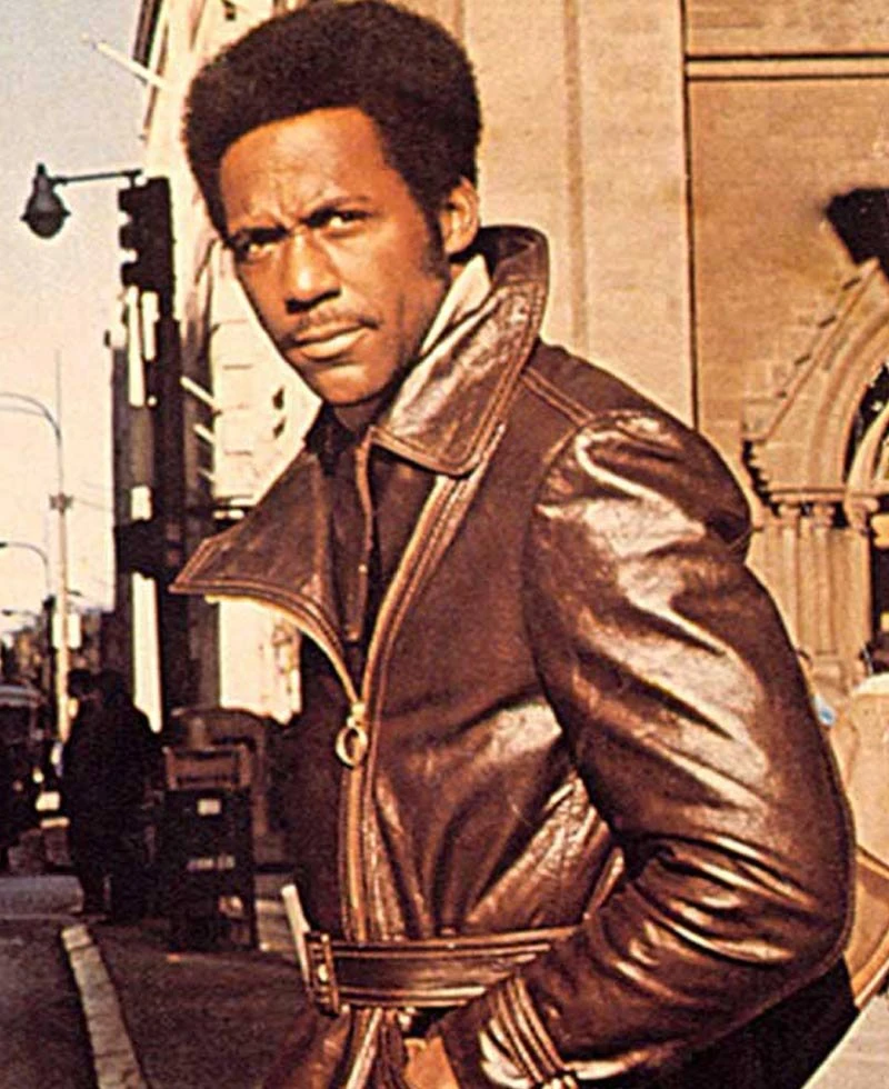 Richard Roundtree Shaft Mid Length Belted Leather Coat