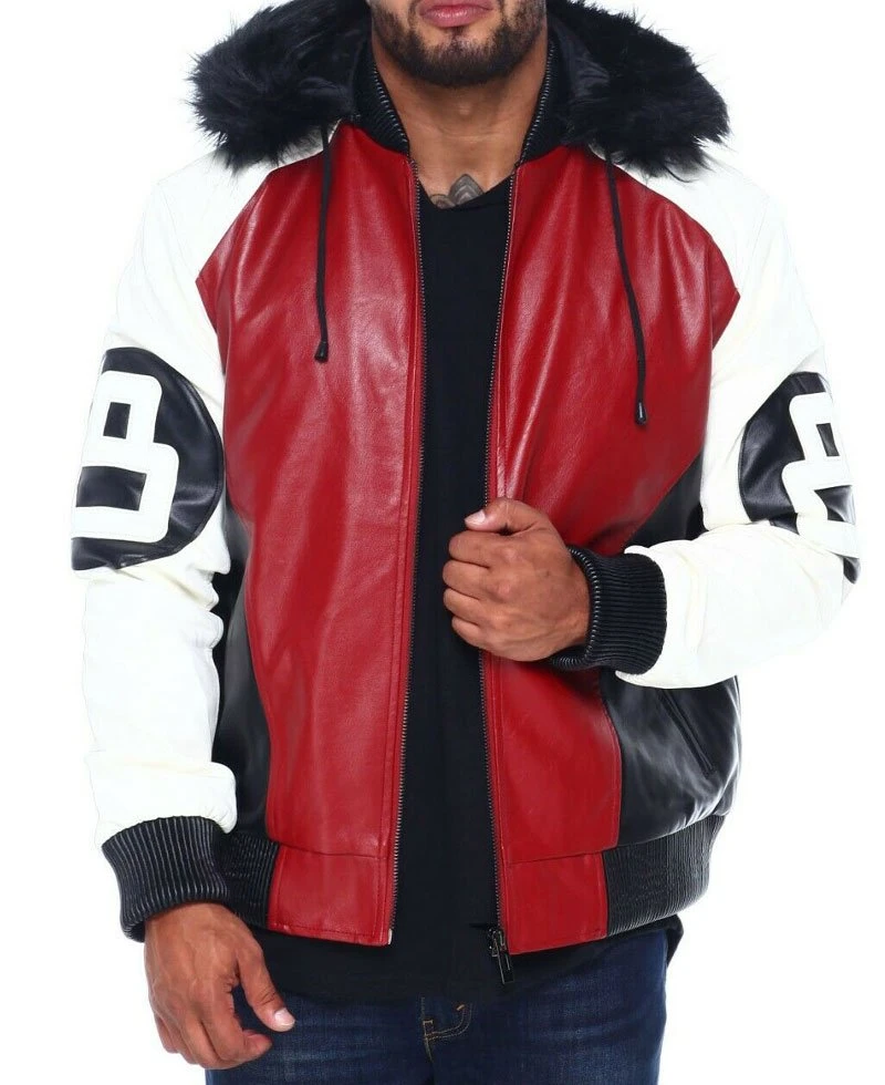 8 Ball Robert Phillipe Leather Jacket With Fur Hood