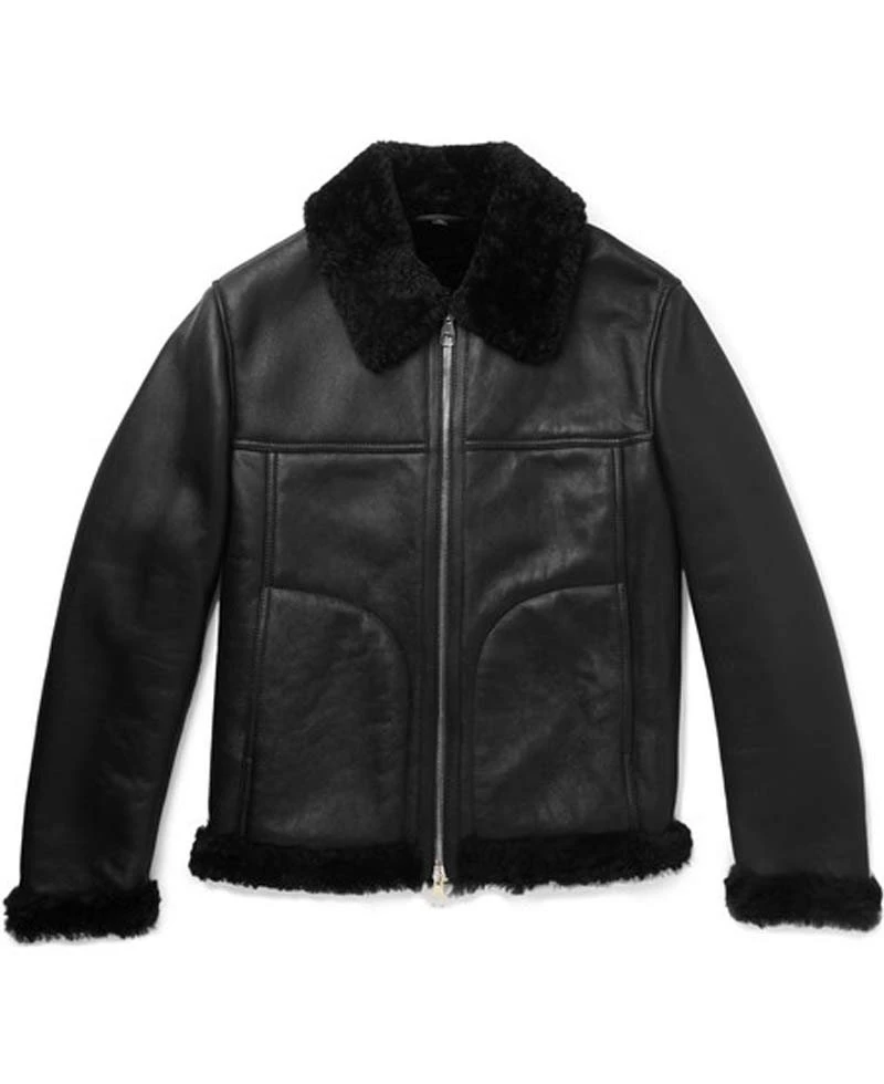 Men's Rocky Shearling Bomber Black Leather Jacket