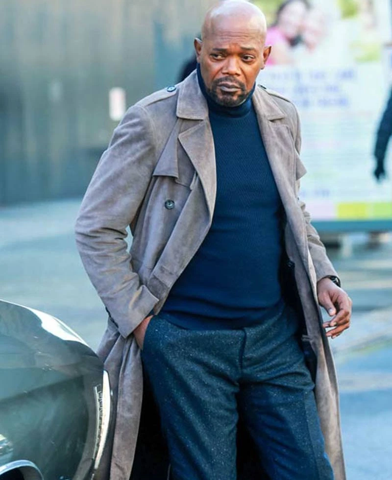 Samuel L Jackson Shaft Suede Leather Coat - Image 2