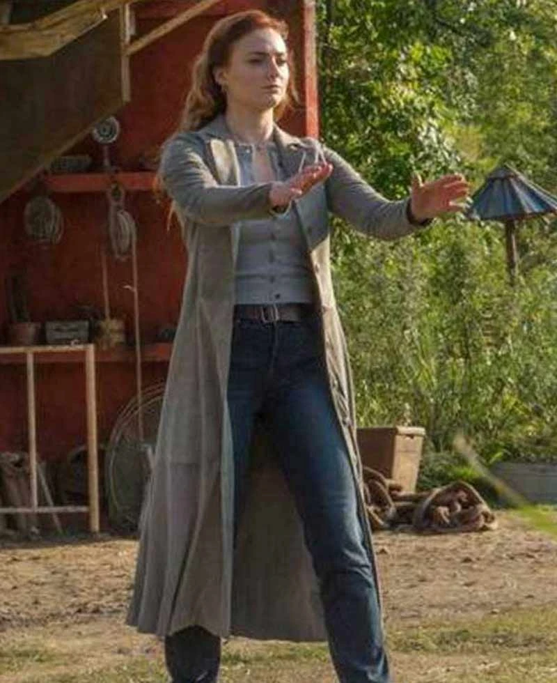 Sophie Turner Dark Phoenix Grey Trench Coat - Image 2