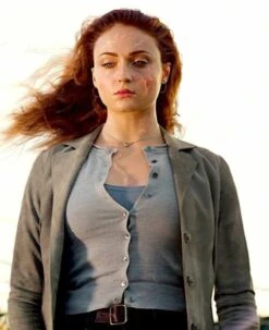 Sophie Turner Dark Phoenix Grey Trench Coat