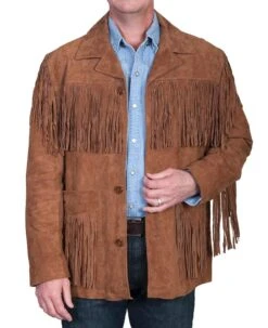 Men's Brown Suede Jacket With Fringe