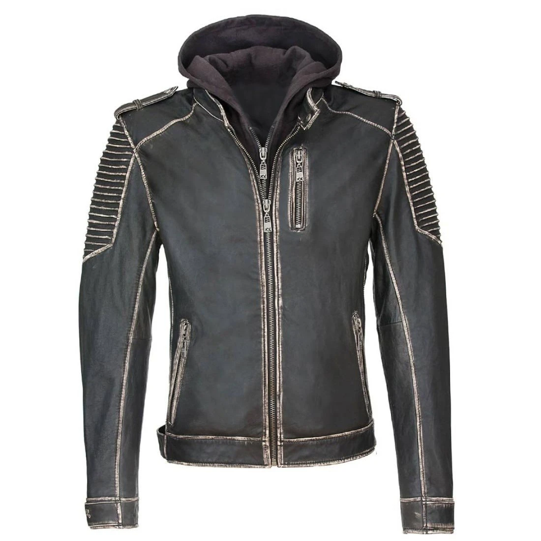Joker Face The Killing Leather Jacket With Hoodie - Image 2