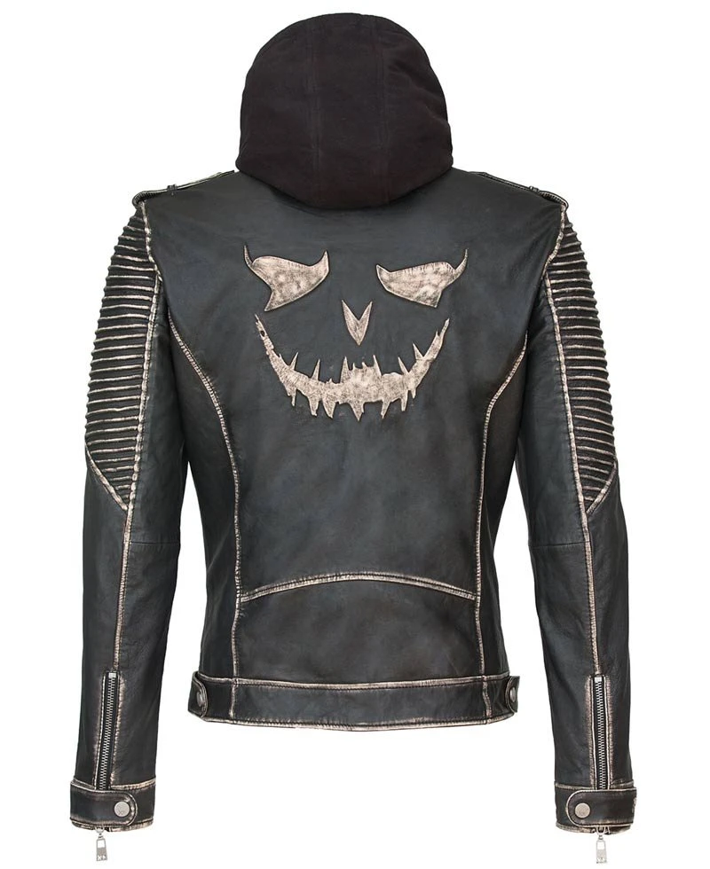 Joker Face The Killing Leather Jacket With Hoodie