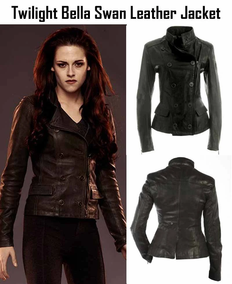 Twilight Saga Breaking Dawn Bella Swan Double Breasted Leather Jacket - Image 3