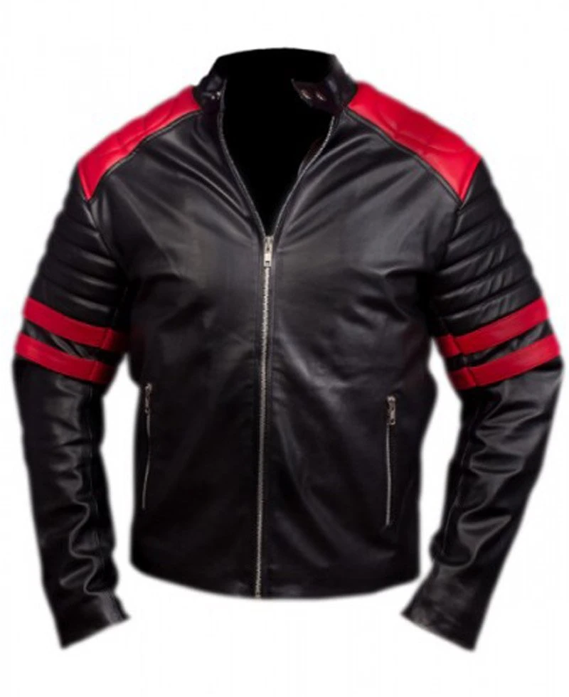 Fight Club Movie Brad Pitt Motorcycle Leather Jacket - Image 3