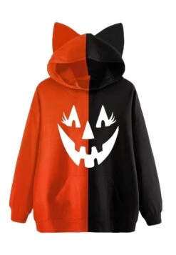 Halloween Cat Two-Tone Hoodie