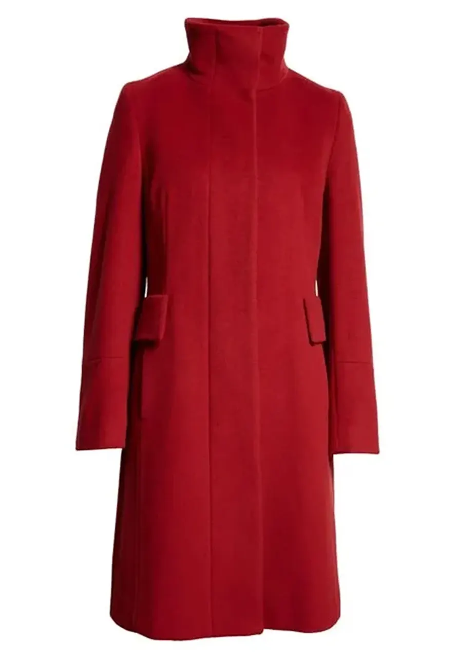 Women’s Stand Collar Akris Punto Red Coat - Image 3