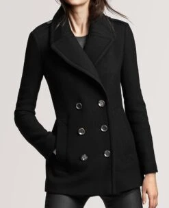 Women's Black Wool Peacoat